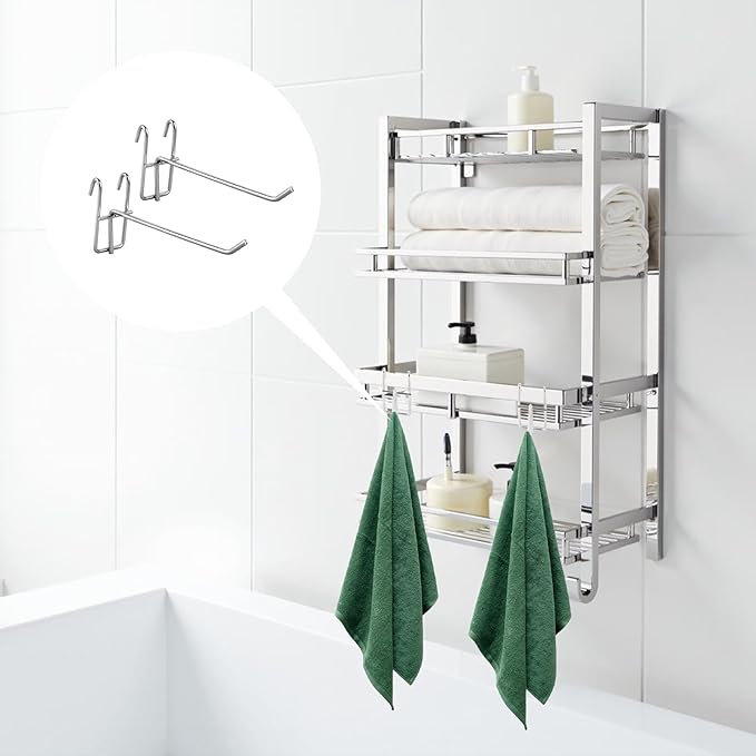 6 Pcs Accessory Hooks for Wire Shelving, 3.9/5.9/7.9 Inch Heavy Duty Metal for Hanging Kitchen Utensils, Storage Rack Display Organizer Accessories, Accessories Room Organization (Silver)