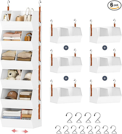 Hanging Closet Organizer Extra Large, Clothes Hanging Shelves for Closet with Divider, Collapsible Closet Storage System, Fabric Storage Bins for Home, Dorm, Rv, Sweaters, Handbags, Underwear, Sock