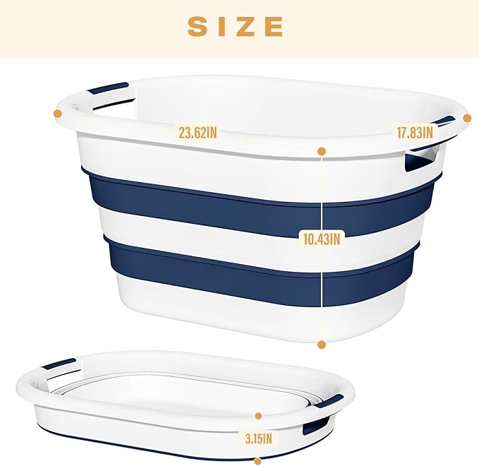 43L Collapsible Laundry Baskets plastic, Pop Up Laundry hamper/Storage Container, Foldable Laundry Basket with Large Capacity,Space Saver (1 Pack)