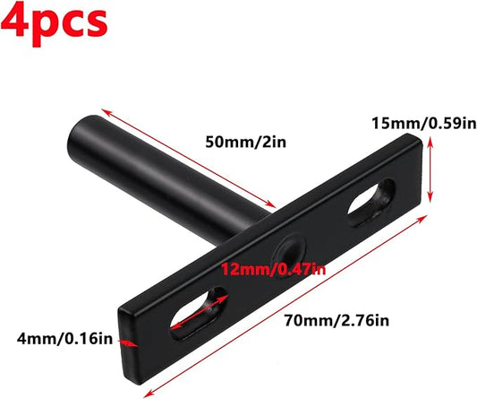 Antrader Black Floating Shelf Bracket,2 Inch Hidden Shelf Brackets for Floating Wood Shelves,Screws and Wall Plugs Included,4Pcs