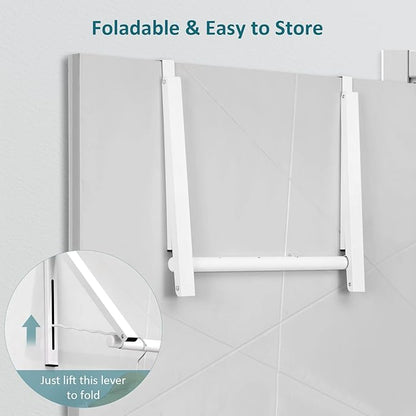 Foldable Over The Door Hanger - Space-Saving Drying Rack for Coats & Clothing, Small Clothes Organizer, White