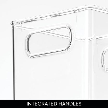 iDesign Pantry Storage Bins with Handles - Cube Organizer Bins for Cabinets or Fridge - Set of 2 - Clear
