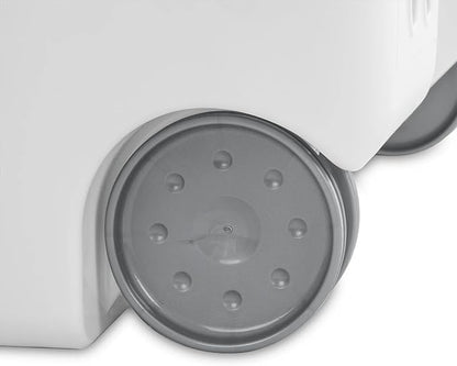 White Wheeled Plastic Laundry Hamper – Adult-Sized Rolling Basket With Handles For Home & Dorms