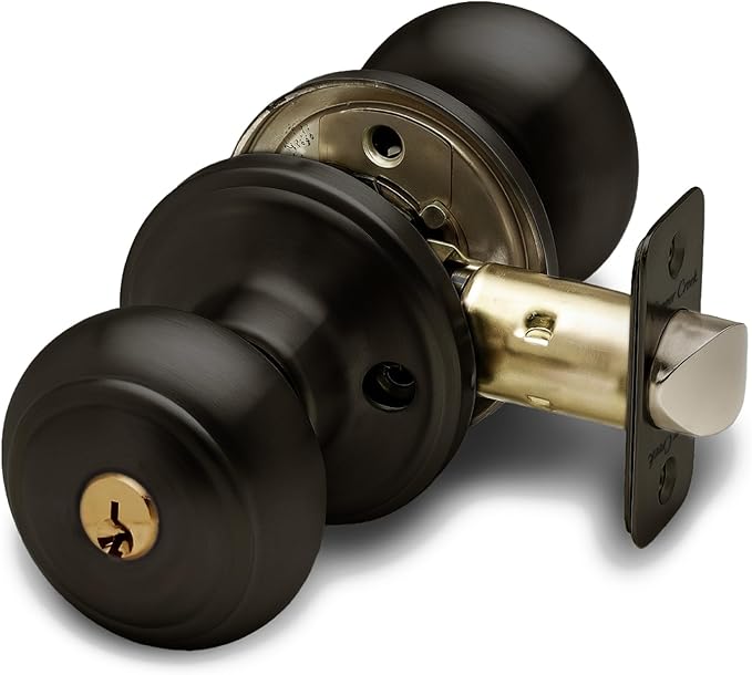 Copper Creek Colonial Entry Door Knob – Keyed Entry Handle with Lock and Key, ANSI Grade-3 Certified, DIY-Friendly Install for Interior and Exterior Entrance Doors – Tuscan Bronze (1 Pack)