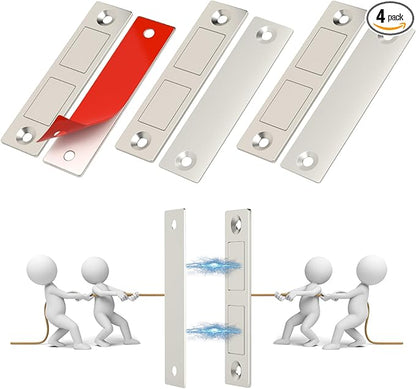 Cabinet Drawer Magnets, Jiayi Closet Magnetic Cabinet Door Catch, 4 Pack Ultra-Thin Invisible Door Magnets Closures, 30LB Heavy Duty Double Door Magnet with Screw for Wardrobe RV Screen Doors Closing