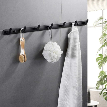 Wall Mounted Coat Racks with 7 Hooks Hanging Holder Towel Rack 25.7"x1.3" Modern Black Hanging for Clothes Entryway Bathroom (7 Hooks(2 Packs))