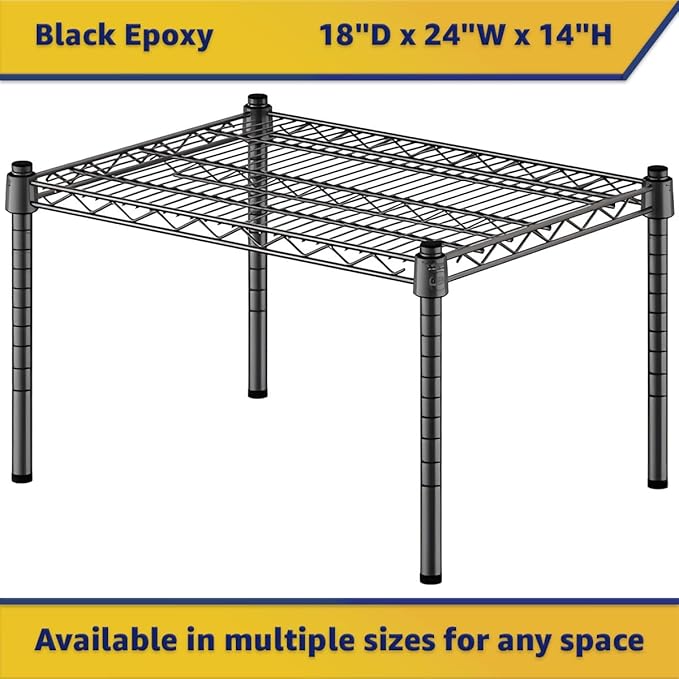 18" x 24" x 14" Black Epoxy Wire Storage Shelf, Dunnage Rack, Commercial 1 Tier Small Shelf