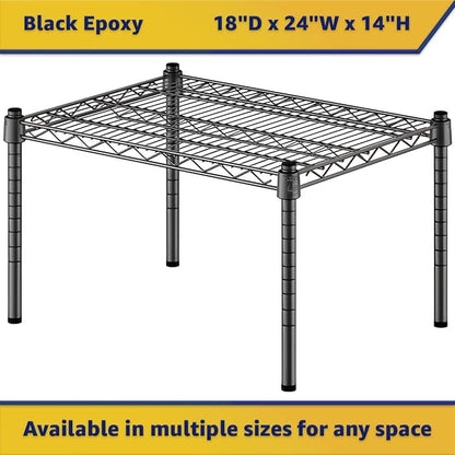 18" x 24" x 14" Black Epoxy Wire Storage Shelf, Dunnage Rack, Commercial 1 Tier Small Shelf