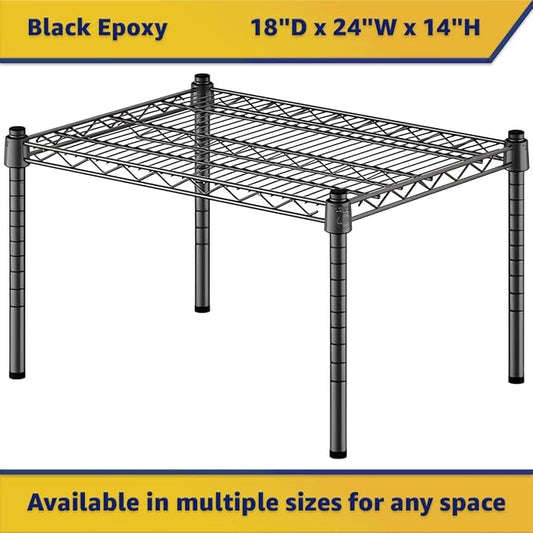 18" x 24" x 14" Black Epoxy Wire Storage Shelf, Dunnage Rack, Commercial 1 Tier Small Shelf