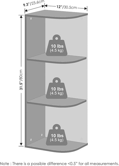 Furinno Reed Corner Shelf, 3-Tier Corner Bookshelf, Book Shelf, Corner Shelves, Storage Rack, for Organization and Storage, Home Office, Living Room, French Oak