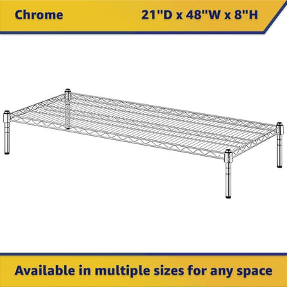 21" x 48" x 8" Chrome Wire Storage Shelf, Dunnage Rack, Commercial 1 Tier Small Shelf