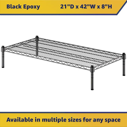 21" x 42" x 8" Black Epoxy Wire Storage Shelf, Dunnage Rack, Commercial 1 Tier Small Shelf
