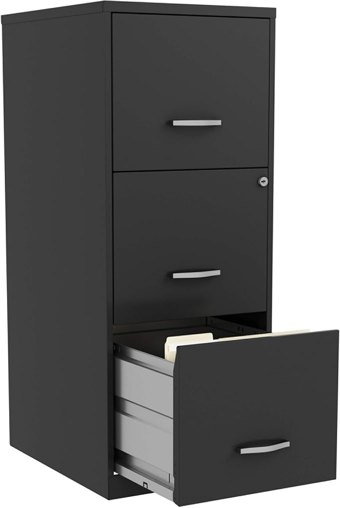 Lorell NuSparc 3 Drawer Locking Filing Cabinet | Pre-Assembled Steel Construction | Space-Saving Design is Perfect for Home and Small Office | Letter-Size | Assembled in North America