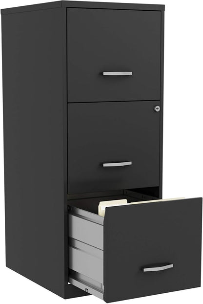 Lorell NuSparc 3 Drawer Locking Filing Cabinet | Pre-Assembled Steel Construction | Space-Saving Design is Perfect for Home and Small Office | Letter-Size | Assembled in North America