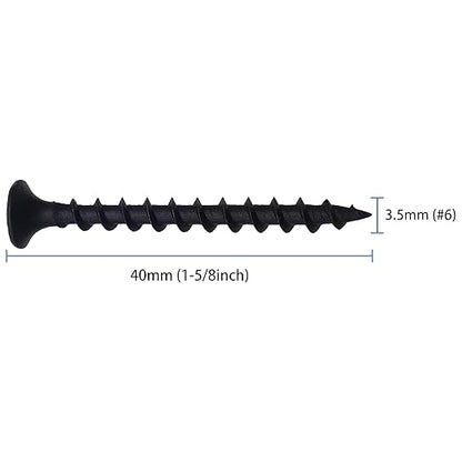 150pcs #6 × 1-5/8 inchs High Hardness Drywall Screws, Black, Coarse Thread, Phillips Drive, Bugle Head, Black Wood Screws, Wood and More