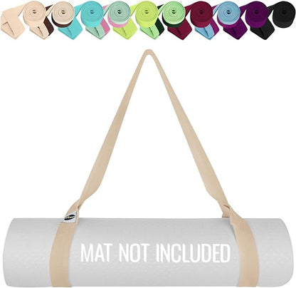 TECEUM Yoga Mat Strap – 30+ Colors – Adjustable Mat Holder Sling Carrier for All Mats [Mat Not Included]