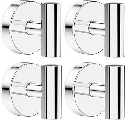 Suction Cup Hooks, Shower Hooks for Inside Shower – Removable Towel Hooks for Bathroom Window Glass Mirror Tile, Bath Robe Looafh Hook for Hanging – Waterproof & Rustproof, Chrome (4 Pack)