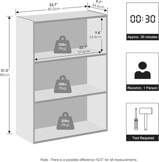 Furinno Reed Closet Organizers and Storage, 3-Tier Closet Organizer, Open Shelf Closet Storage, for Wardrobe, Bedroom, Living Room, Americano