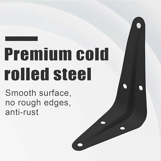 10 Pcs Shelf Brackets, 3 x 4 Inch Black Heavy Duty Metal Wall Corner Angle Shelving for Wall Hanging Shelves with Wall Anchors and Screws(Black)