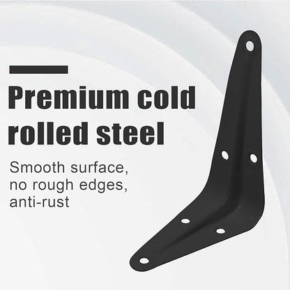10 Pcs Shelf Brackets, 3 x 4 Inch Black Heavy Duty Metal Wall Corner Angle Shelving for Wall Hanging Shelves with Wall Anchors and Screws(Black)