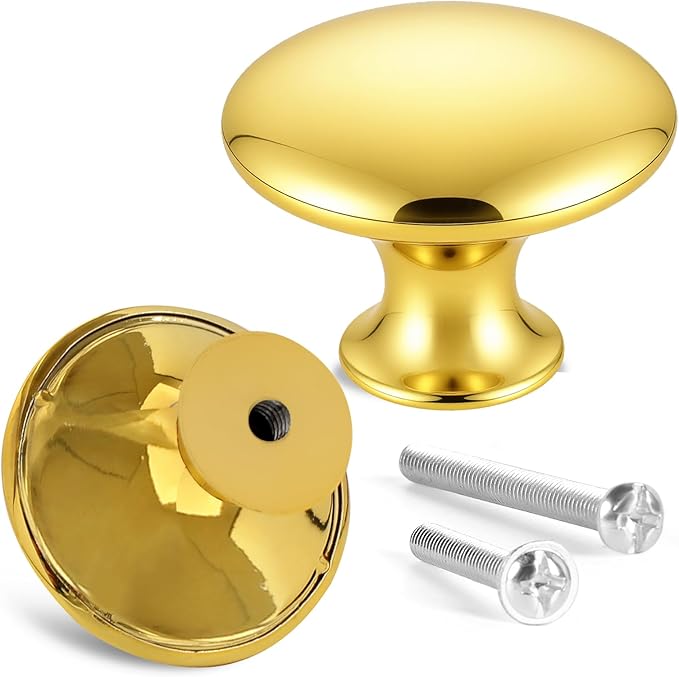 Romeda 18 Piece Drawer Knobs, Gold Cabinet Knobs with Screw, 30mm Drawer Pulls for Dresser, Kitchen, and Cabinet Drawers