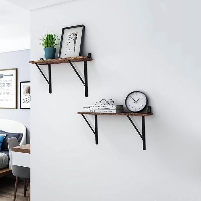 8 Pcs Heavy Duty Shelf Brackets, Floating Metal Shelf Brackets, Metal Wall Mount L Shaped Shelves Support Angle Brackets for Heavy Duty Floating Shelves Shelf Brackets (11.81 inch x 7.48 inch)