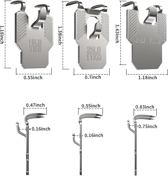 15 25 40 lb Drywall Picture Hangers Claw: 25 Pack Heavy Duty Damage Free Wall Picture Hanging Hooks - Art Mirror Photo Frame Sawtooth Wire D Ring Hanger Kit for Room Office Decor