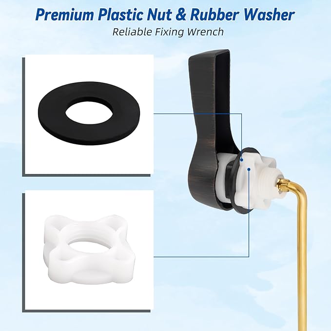 Hibbent Universal Front Mount Metal Toilet Handle Replacement Kit, Brass Toilet Tank Flush Lever with Stainless Steel Adjustable Flapper Chains for Most Toilets, Oil-Rubbed Bronze