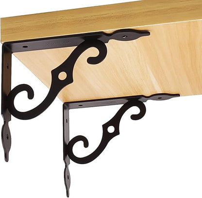 Acrux7 12 Pack Shelf Brackets 7.5X5.5 inch Thicken Iron Corner Brace Shelf Support Heavy Duty Wall Shelf Brackets Black Decorative L Shelf Support for Home Office School