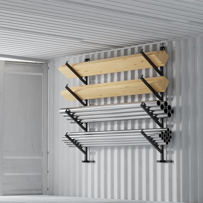 4 Pack Heavy Duty Shipping Container Shelving for Vertical Storage, 4 TierPipe Rack for Containers for Storage, No-Drill Shipping Container Brackets and Shipping Container Accessories Set