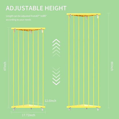 Stuffed Animal Storage Shelf Organizer - Corner Stuffed Animal Holder Length Adjustable - Wall Plush Storage Net for Playroom Bedroom (Yellow, Standard)