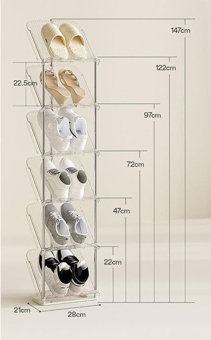 YYW Clear Narrow Shoe Rack for Entryway, Free Standing Shoe Racks Shelf Closet, Shoe Storage Organizer for Living Room