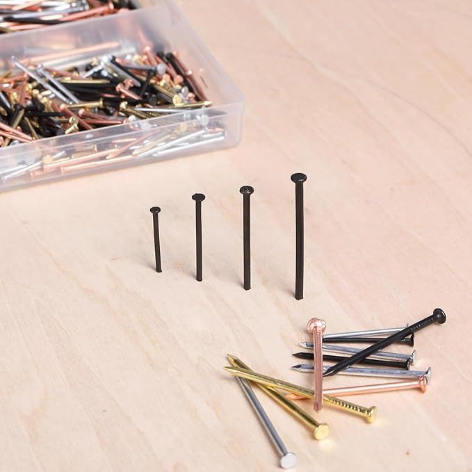 Mr. Pen- Nail Assortment Kit, 600 pcs, 4 Sizes, Assorted Colors, Small Nails for Hanging Pictures, Finishing Nails, Wall Nails for Hanging, Pin Nails, Hardware Nails, Assorted Nails, Galvanized Nails