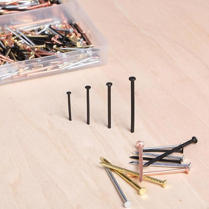 Mr. Pen- Nail Assortment Kit, 600 pcs, 4 Sizes, Assorted Colors, Small Nails for Hanging Pictures, Finishing Nails, Wall Nails for Hanging, Pin Nails, Hardware Nails, Assorted Nails, Galvanized Nails