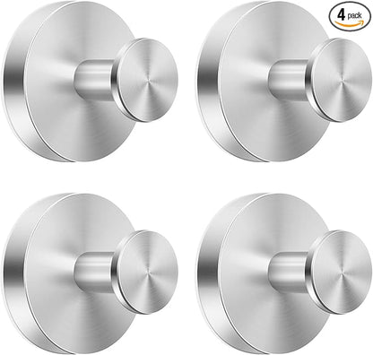 Suction Cup Hooks for Shower, Bathroom,Glass Windows,Tile – Towel, Loofah, No-Drill Wreath Hanger for Front Door Waterproof Hook Hold,Silver 4packs