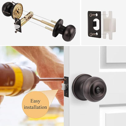 Probrico Privacy Door Knob Bed Bathroom Interior Door Handle Lock Oil Rubbed Bronze