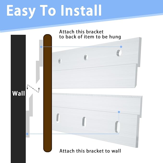 6 Inch French Cleat Hanger, Aluminum French Cleat, Mirror Hanging Hardware, French Cleat Heavy Duty for Panel, Whiteboard, Cabinet, Shelf, Headboard, Art (2 Pairs, Support 60lbs)