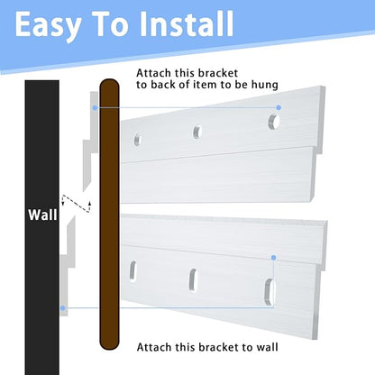 6 Inch French Cleat Hanger, Aluminum French Cleat, Mirror Hanging Hardware, French Cleat Heavy Duty for Panel, Whiteboard, Cabinet, Shelf, Headboard, Art (2 Pairs, Support 60lbs)