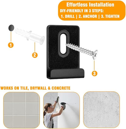 6Pcs Heavy-Duty Metal Mirror Hanger Clips - Wide Channel Rust-Resistant Brackets for Frameless Bathroom/Office/Gym Wall Mirrors, Includes Screws & Anchors