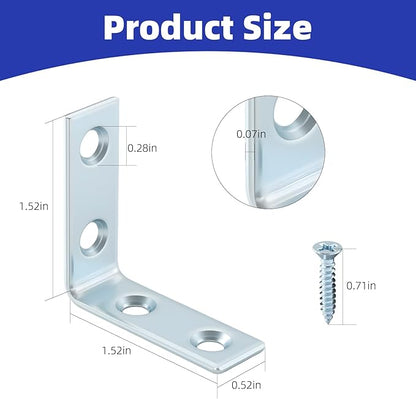 40 Pack L Bracket Corner Braces, Small Metal L Brackets for Wood, 1.5 inch Steel Joist Right Angle Brackets for Wood Shelves Chair Drawer Cabinet with Screws, Zinc Plated HOME MASTER HARDWARE