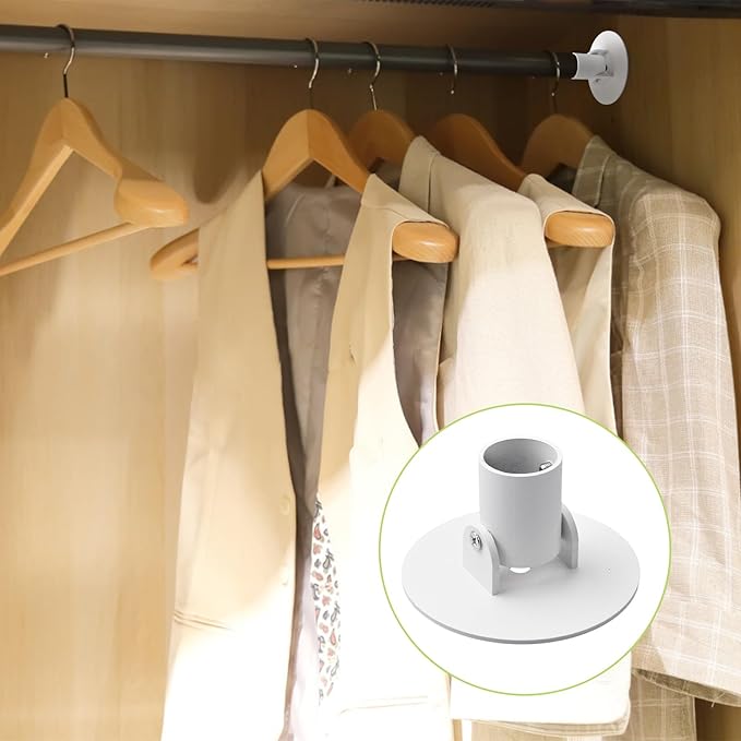 Shower Curtain Rod Bracket, 2Pcs 26mm Inner Diameter Titanium Steel Shower Curtain Rod Single Swivel Flange Easy Installation Curtain Rod Wall-Mount Bracket with Screws (White)