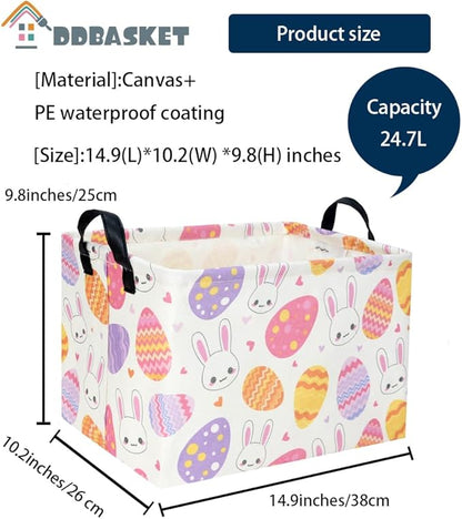 Easter Baskets for Kids Gift Easter Basket Empty Baby Basket for Boys and Girls Rectangular Toy Storage Bins Organizer Bin Box Cute Bunny Room Decor for Home(Bunny Egg)