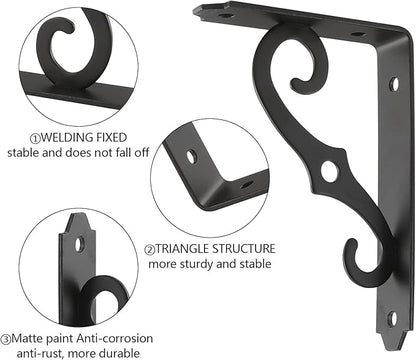HOME MASTER HARDWARE 5 inch Shelf L Brackets Decorative Shelf Brackets Shelf Support Corner Brace Joint Right Angle Bracket with Screws Black 10-Pack (5 x 3-1/2 inch)