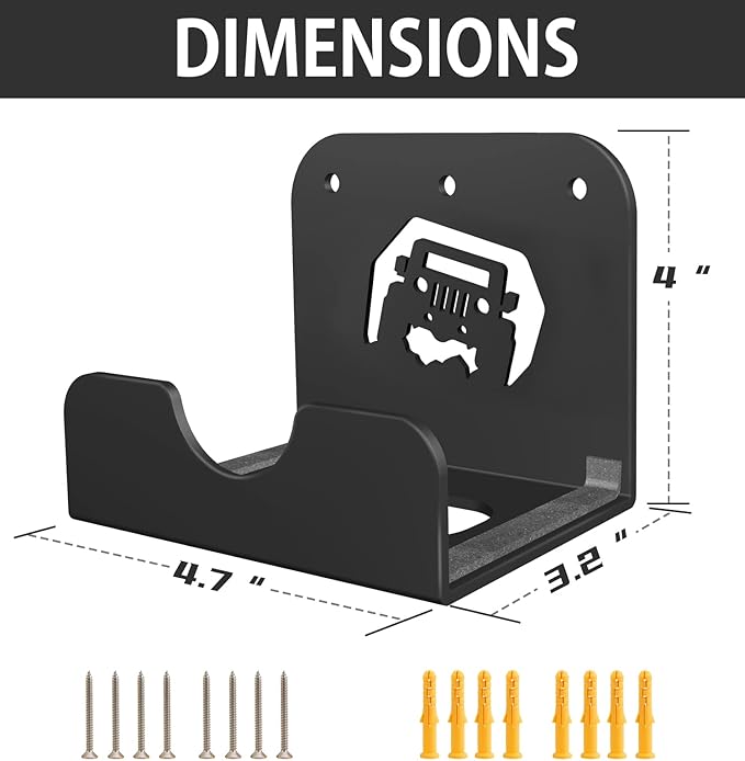 WIPHANY 4 Pcs Removable Door Storage Hanger with Rubber Wall Mount Heavy Duty Door Hanger Storage Holder Bracket Rack For1956-2020 Wrangler CJ YJ TJ LJ JK JKU JL JLU & 2021 Gladiator JT On Garage Pack