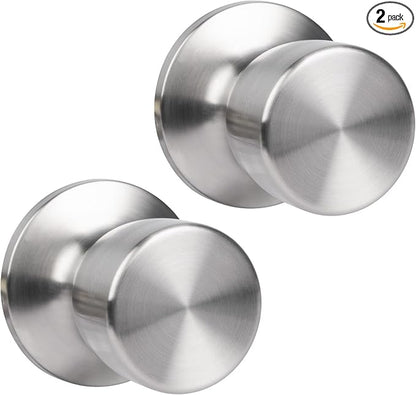 HOSOM 2 Pack Dummy Door Knobs, Keyless Closet Door Knobs Satin Nickel Dummy Door Handle, Exterior/Interior Door Knob, Individual Non-Turning Dummy Door Knob Single Side
