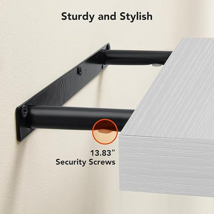 AMADA HOMEFURNISHING Floating Shelves Wall Mounted, 15 x 7 Inch Wall Shelves for Bathroom, Bedroom, Living Room, White Shelves Set of 2