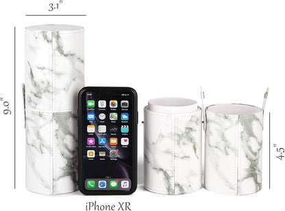 Makeup Brush Holder Travel Brushes Case Bag Cup Storage Dustproof for Women (Marble)