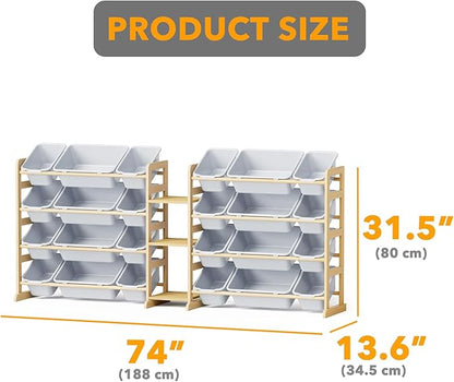 SpaceAid Large Toy Storage Organizer with 24 Bins and 3 Shelves, Toy Organizers Storage Bookshelf, Kids Bin Shelf Box Bookcase for Bedroom Playroom Organization Room Decor, Neutral Gray