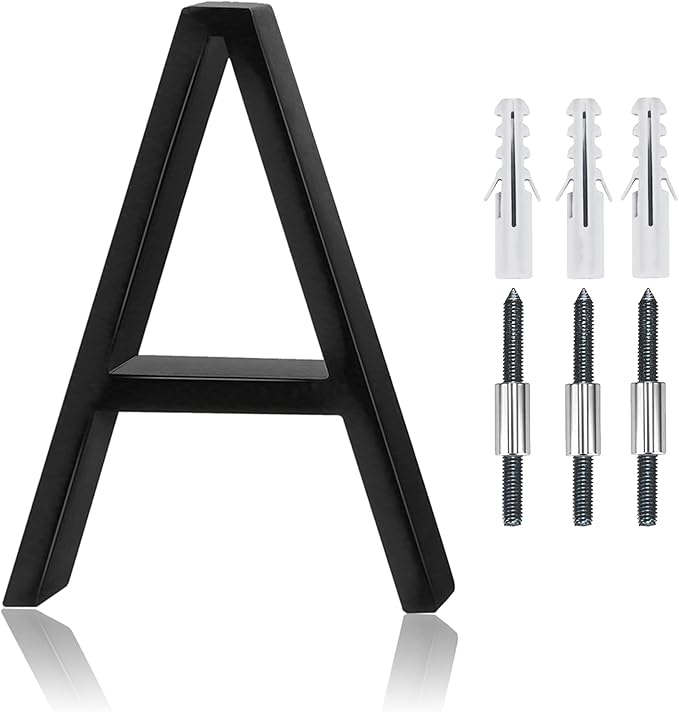 5" Stainless Steel Floating House Number, Metal Modern House Numbers, Mailbox Decor Number with Nail Kit, Coated Black, 911 Visibility Signage (A)
