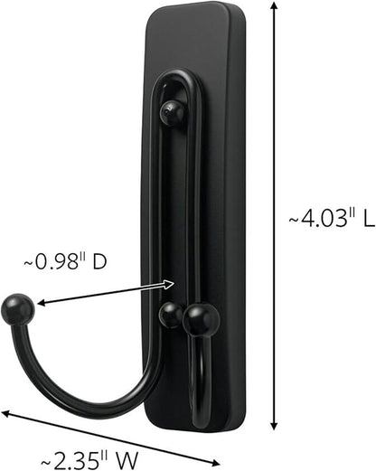 Command Large Matte Black Double Hooks, 2 Hooks and 2 Strips, Damage Free Hanging Wall Hooks with Adhesive Strips, No Tools Coat Hooks for Hanging Home Decor, Holds up to 4 lb